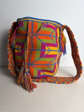 Mochila Wayuu Bag Crossbody Tote Original Made In Colombia Handbag Multicolor